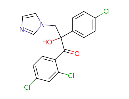 Molecular Structure of 107659-23-4 (2-(4-chlorophenyl)-1-(2,4-dichlorophenyl)-2-hydroxy-3-(1H-imidazol-1-yl)propan-1-one)