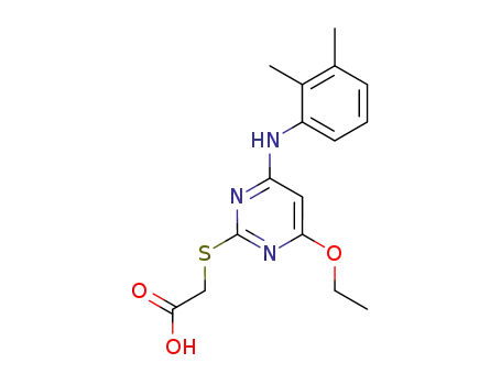 Molecular Structure of 86627-11-4 (Acetic acid, [[4-[(2,3-dimethylphenyl)amino]-6-ethoxy-2-pyrimidinyl]thio]-)