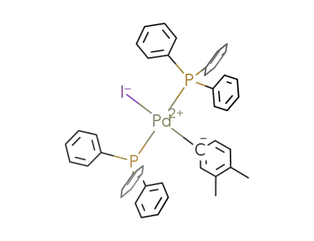 Molecular Structure of 213540-60-4 (((C<sub>6</sub>H<sub>5</sub>)3P)2PdI(C<sub>6</sub>H<sub>3</sub>(CH<sub>3</sub>)2))