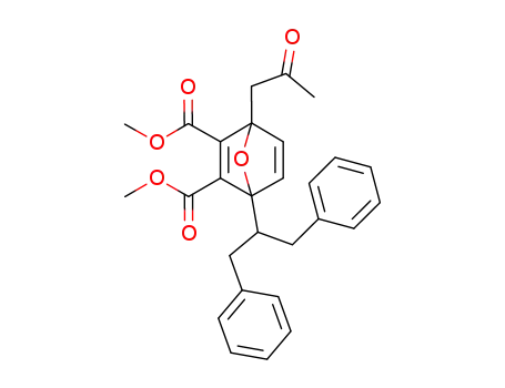 Molecular Structure of 69443-90-9 (7-Oxabicyclo[2.2.1]hepta-2,5-diene-2,3-dicarboxylic acid,
1-(2-oxopropyl)-4-[2-phenyl-1-(phenylmethyl)ethyl]-, dimethyl ester)