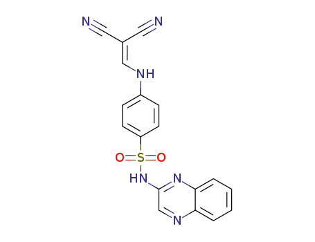 Molecular Structure of 1314583-28-2 (4-(2,2-dicyanovinylamino)-N-(quinoxalin-2-yl)benzensulfonamide)
