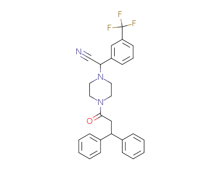 Molecular Structure of 143817-15-6 ([4-(3,3-Diphenyl-propionyl)-piperazin-1-yl]-(3-trifluoromethyl-phenyl)-acetonitrile)