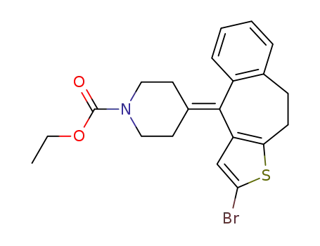 Molecular Structure of 1176739-91-5 (Ethyl 4-(2-bromo-9,10-dihydro-1-thia-benzo[f]azulen-4-ylidene)piperidine-1-carboxylate)