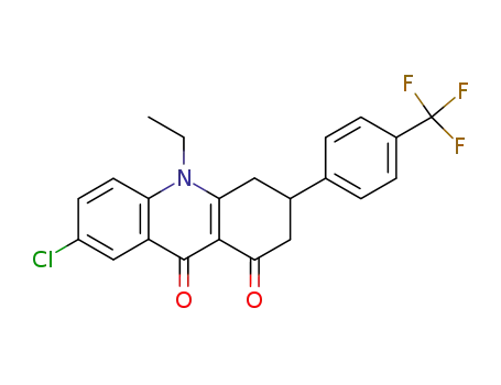 Molecular Structure of 144128-99-4 (7-Chloro-10-ethyl-3-[4-(trifluoromethyl)phenyl]-3,4-dihydro-1,9(2H,10H )-acridinedione)