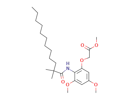 Molecular Structure of 140112-94-3 (Acetic acid,
[2-[(2,2-dimethyl-1-oxododecyl)amino]-3,5-dimethoxyphenoxy]-, methyl
ester)