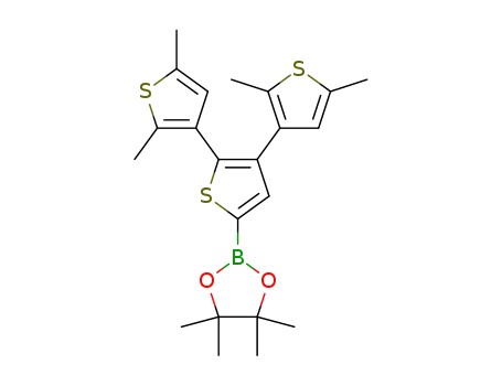 Molecular Structure of 1320351-63-0 (4,4,5,5-tetramethyl-2-(2,2'',5,5''-tetramethyl-[3,2':3’,3''-terthiophen]-5'-yl)-1,3,2-dioxaborolane)