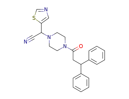 Molecular Structure of 143817-22-5 ([4-(3,3-Diphenyl-propionyl)-piperazin-1-yl]-thiazol-5-yl-acetonitrile)