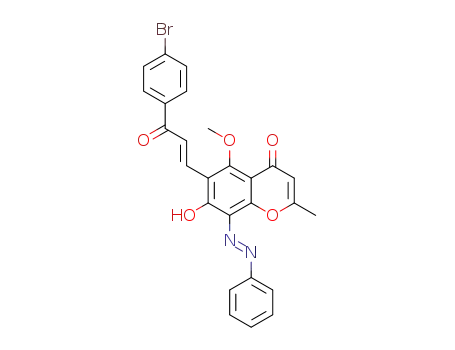 6-[(1E)-3-(4-bromophenyl)-3-oxoprop-1-en-1-yl]-7-hydroxy-5-methoxy-2-methyl-8-((E)-phenyldiazenyl)-4H-chromen-4-one