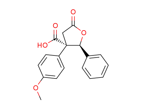 Molecular Structure of 1400219-41-1 ((2S,3S)-3-(4-methoxyphenyl)-5-oxo-2-phenyltetrahydrofuran-3-carboxylic acid)