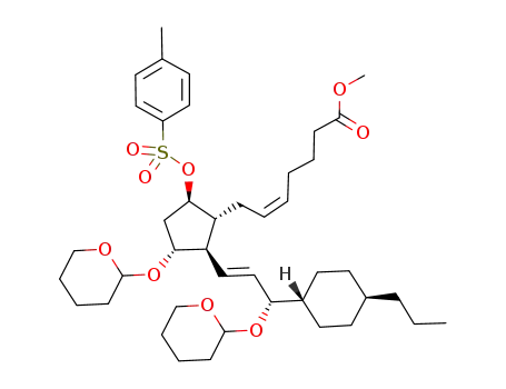 9-deoxy-9β-tosyloxy-15-trans-(4-n-propylcyclohexyl)-16,17,18,19,20-pentanorprostaglandin F<sub>2</sub> methyl ester 11,15-bistetrahydropyranyl ether