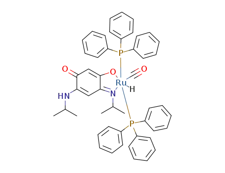 Molecular Structure of 1357474-73-7 ([Ru(PPh<sub>3</sub>)2(H)(CO)(4-(isopropylamino)-4-(isopropylimino)-3-oxocyclohexa-1,4-dien-1-olate)])