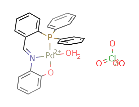 (OC<sub>6</sub>H<sub>4</sub>NCHC<sub>6</sub>H<sub>4</sub>P(C<sub>6</sub>H<sub>5</sub>)2)Pd(OH<sub>2</sub>)<sup>(1+)</sup>*ClO<sub>4</sub><sup>(1-)</sup>=[(OC<sub>6</sub>H<sub>4</sub>NCHC<sub>6</sub>H<sub>4</sub>P(C<sub>6</sub>H<sub>5</sub>)2)Pd(H<sub>2</sub>O)]ClO<sub>4</sub>