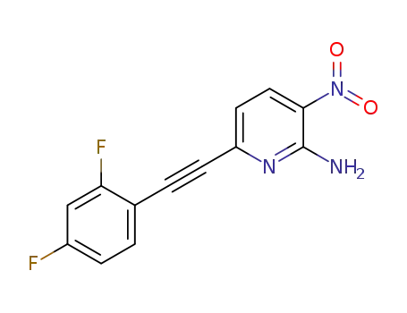 Molecular Structure of 1380094-28-9 (6-[2-(2,4-difluorophenyl)ethynyl]-3-nitro-pyridin-2-amine)