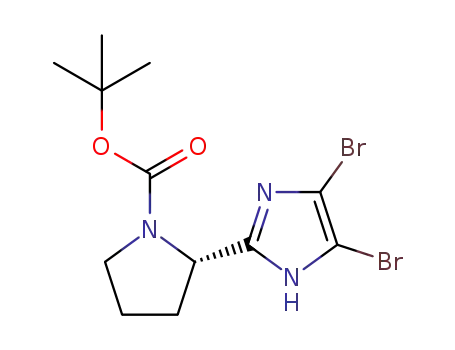 Molecular Structure of 1240893-76-8 (tert-butyl 2-(4,5-dibromo-1H-imidazol-2-yl)pyrrolidine-1-carboxylate)