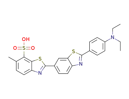 Molecular Structure of 1363454-37-8 (2'-(4-(diethylamino)phenyl)-6-methyl-[2,6'-bibenzo[d]thiazole]-7-sulfonic acid)