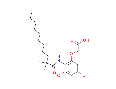 Molecular Structure of 140112-95-4 (Acetic acid,
[2-[(2,2-dimethyl-1-oxododecyl)amino]-3,5-dimethoxyphenoxy]-)