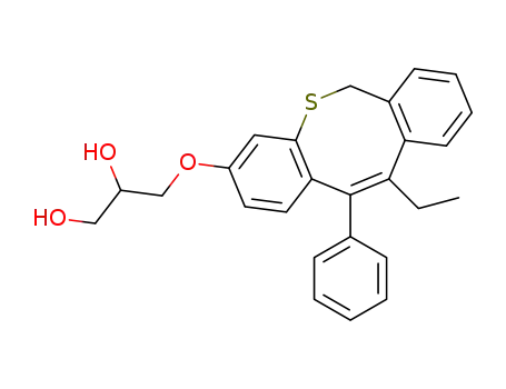 Molecular Structure of 85850-92-6 (3-[(11-ethyl-12-phenyl-6H-dibenzo[b,f]thiocin-3-yl)oxy]propane-1,2-diol)
