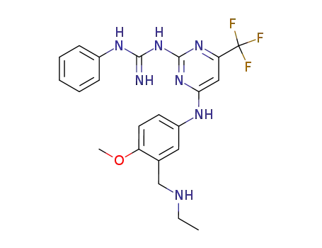 Molecular Structure of 86177-14-2 (N-[4-(3-Ethylaminomethyl-4-methoxy-phenylamino)-6-trifluoromethyl-pyrimidin-2-yl]-N'-phenyl-guanidine)
