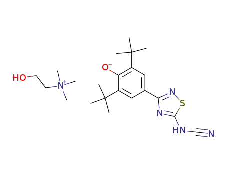 Molecular Structure of 143429-66-7 (<3-<3,5-bis(1,1-dimethylethyl)-4-hydroxyphenyl>-1,2,4-thiadiazol-5-yl>cyanamide choline salt)