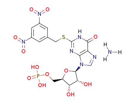 Molecular Structure of 88868-93-3 (5'-Xanthosinic acid, 2-S-[(3,5-dinitrophenyl)methyl]-2-thio-,
monoammonium salt)