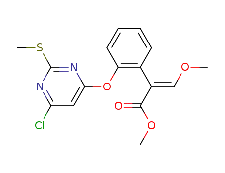 Molecular Structure of 1394124-32-3 ((E)-methyl 2-(2-(6-chloro-2-(methylthio)pyrimidin-4-yloxy)phenyl)-3-(methoxy)acrylate)