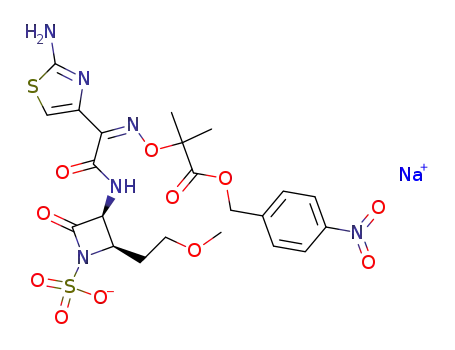 Sodium; (2R,3S)-3-{2-(2-amino-thiazol-4-yl)-2-[(Z)-1-methyl-1-(4-nitro-benzyloxycarbonyl)-ethoxyimino]-acetylamino}-2-(2-methoxy-ethyl)-4-oxo-azetidine-1-sulfonate