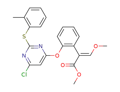 Molecular Structure of 1394124-33-4 ((E)-methyl 2-(2-(6-chloro-2-(o-tolylthio)pyrimidin-4-yloxy)phenyl)-3-(methoxy)acrylate)