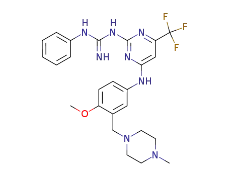 Molecular Structure of 86177-16-4 (N-{4-[4-Methoxy-3-(4-methyl-piperazin-1-ylmethyl)-phenylamino]-6-trifluoromethyl-pyrimidin-2-yl}-N'-phenyl-guanidine)