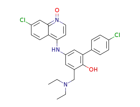 Molecular Structure of 79286-95-6 (4'-Chloro-5-(7-chloro-1-oxy-quinolin-4-ylamino)-3-diethylaminomethyl-biphenyl-2-ol)