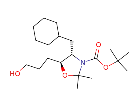 Molecular Structure of 143122-14-9 ((4S,5S)-3-(tert-butoxycarbonyl)-4-(cyclohexylmethyl)-2,2-dimethyloxazolidine-5-propanol)