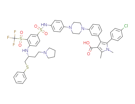 (R)-5-(4-chlorophenyl)-1,2-dimethyl-4-(3-(4-(4-(4-(1-(phenylthio)-4-(pyrrolidin-1-yl)butan-2-ylamino)-3-(trifluoromethylsulfonyl)phenylsulfonamido)phenyl)piperazin-1-yl)-phenyl)-1H-pyrrole-3-carboxylic acid