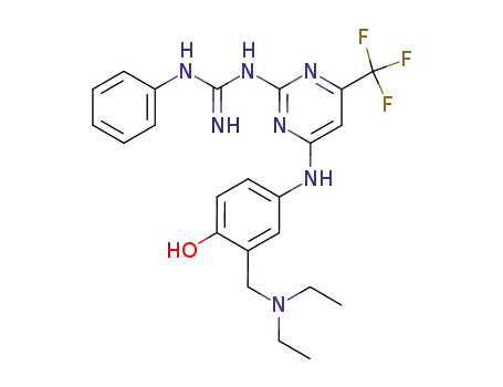 Molecular Structure of 86177-12-0 (N-[4-(3-Diethylaminomethyl-4-hydroxy-phenylamino)-6-trifluoromethyl-pyrimidin-2-yl]-N'-phenyl-guanidine)