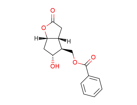 Molecular Structure of 69793-37-9 ([3aR-(3aalpha,4alpha,5beta,6aalpha)]-4-[(Benzoyloxy)methyl]hexahydro-5-hydroxy-2H-cyclopenta[b]furan-2-one)
