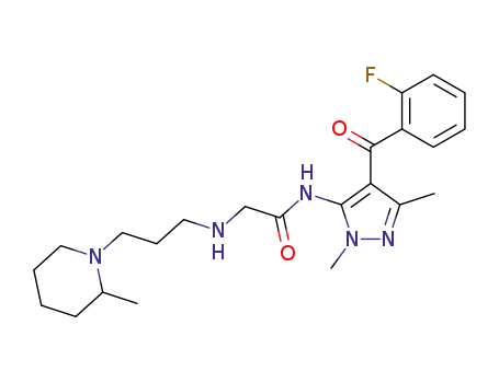 Molecular Structure of 85723-20-2 (N-[4-(2-fluorobenzoyl)-1,3-dimethyl-1H-pyrazol-5-yl]-N~2~-[3-(2-methylpiperidin-1-yl)propyl]glycinamide)