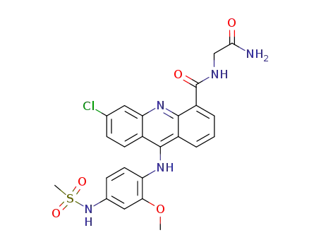 Molecular Structure of 86611-60-1 (4-Acridinecarboxamide,
N-(2-amino-2-oxoethyl)-6-chloro-9-[[2-methoxy-4-[(methylsulfonyl)amino
]phenyl]amino]-)