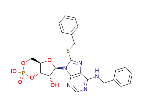 6-(benzylamino)-8-(benzylthio)-9-(β-D-ribofuranosyl)purine cyclic 3',5'-phosphate