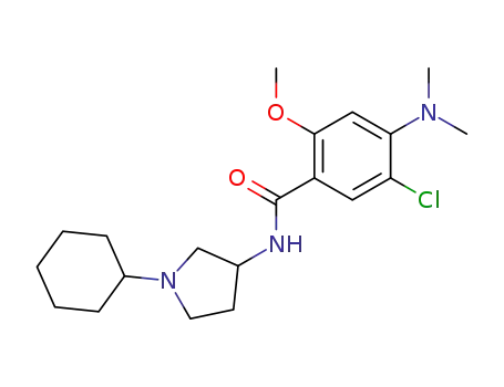 Molecular Structure of 65632-46-4 (Benzamide,
5-chloro-N-(1-cyclohexyl-3-pyrrolidinyl)-4-(dimethylamino)-2-methoxy-)