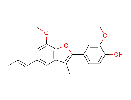 Molecular Structure of 41744-30-3 (2-Methoxy-4-[7-methoxy-3-methyl-5-[(E)-1-propenyl]benzofuran-2-yl]phenol)