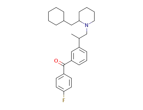 Molecular Structure of 60695-43-4 ({3-[2-(2-Cyclohexylmethyl-piperidin-1-yl)-1-methyl-ethyl]-phenyl}-(4-fluoro-phenyl)-methanone)