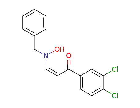 Molecular Structure of 143621-23-2 (2-Propen-1-one,
1-(3,4-dichlorophenyl)-3-[hydroxy(phenylmethyl)amino]-, (Z)-)