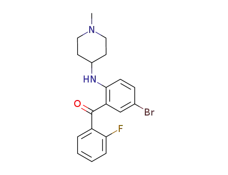 Molecular Structure of 93593-15-8 (Methanone,
[5-bromo-2-[(1-methyl-4-piperidinyl)amino]phenyl](2-fluorophenyl)-)