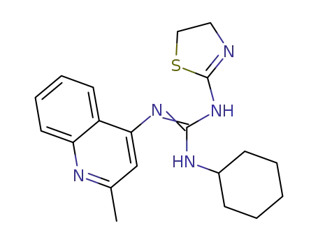 Molecular Structure of 72042-08-1 (2-cyclohexyl-1-(4,5-dihydro-1,3-thiazol-2-yl)-3-(2-methylquinolin-4-yl )guanidine)