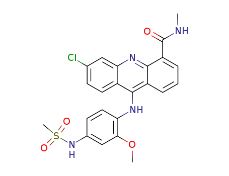 Molecular Structure of 86611-59-8 (4-Acridinecarboxamide,
6-chloro-9-[[2-methoxy-4-[(methylsulfonyl)amino]phenyl]amino]-N-methyl
-)