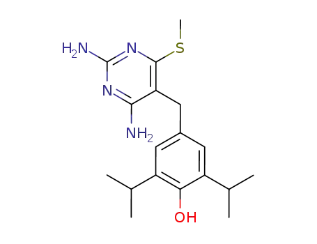 Molecular Structure of 36821-89-3 (4-(2,4-diamino-6-methylsulfanyl-pyrimidin-5-ylmethyl)-2,6-diisopropyl-phenol)