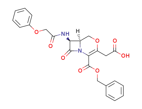Molecular Structure of 62282-89-7 (4-Oxa-1-azabicyclo[4.2.0]oct-2-ene-3-acetic acid,
8-oxo-7-[(phenoxyacetyl)amino]-2-[(phenylmethoxy)carbonyl]-, trans-)