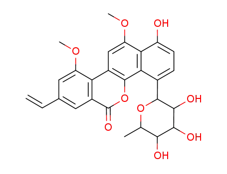 toromycin (1-hydroxy-4(3,4,5-trihydroxy-6-methyl-2H-tetrahydropyran-2-yl)-10,12-dimethoxy-6-oxo-8-vinyl-6H-benzo<d>naphtho<1,2-b>pyran)