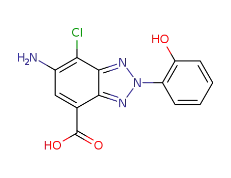 Molecular Structure of 1426244-82-7 (6-amino-7-chloro-2-(2-hydroxyphenyl)-2H-benzotriazole-4-carboxylic acid)