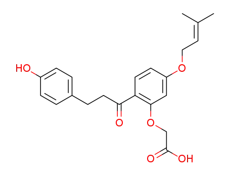 Molecular Structure of 75088-23-2 (2'-carboxymethoxy-4-hydroxy-4'-(3-methyl-2-butenyloxy)dihydrochalcone)