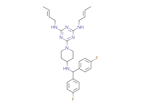 6-(4-{[Bis-(4-fluoro-phenyl)-methyl]-amino}-piperidin-1-yl)-N,N'-bis-((E)-but-2-enyl)-[1,3,5]triazine-2,4-diamine