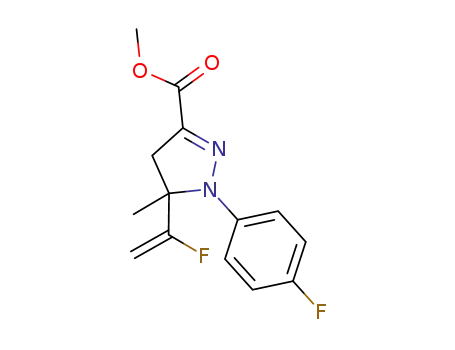 Molecular Structure of 1429051-69-3 (methyl 1-(4-fluorophenyl)-5-(1-fluorovinyl)-5-methyl-4,5-dihydro-1H-pyrazole-3-carboxylate)